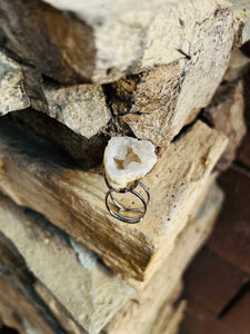 Clear Quartz Druzy Geode Crystal Adjustable Ring #17 From Brazil - Only 1 Available