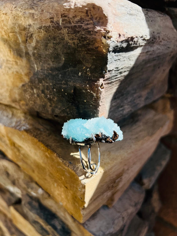 Hemimorphite Crystal Adjustable Ring From Belgium - Only 1 Available