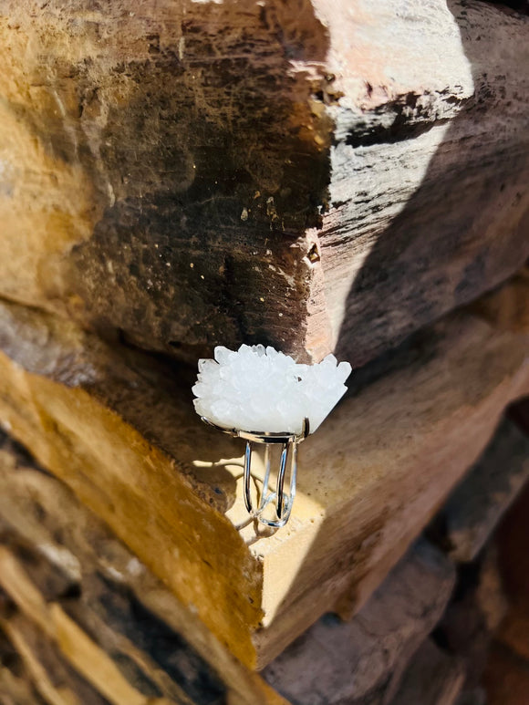 Clear Quartz Crystal Adjustable Ring From Brazil - Only 1 Available