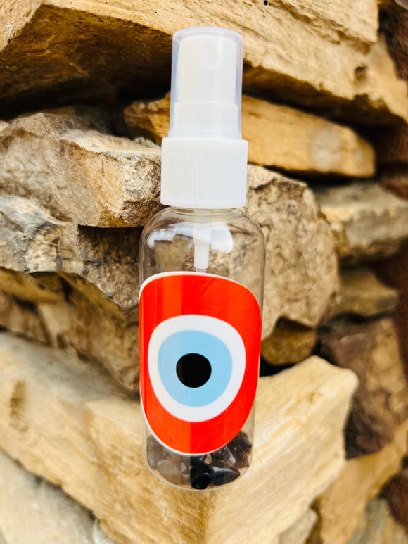 Red Evil Eye Mist infused with Black Obsidian Crystals, Therapeutic Essential Oils, Moon Water & Reiki blessed by Queen - Pick Your Size