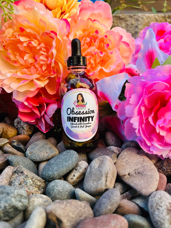 Obsession INFINITY Oil infused with Carnelian, Garnet & Red Jasper crystals, Therapeutic Essential Oils & Reiki blessed by Queen