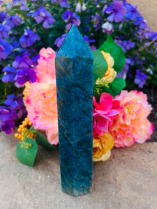 Blue Apatite Crystal Tower From Brazil #1 Reiki blessed by Queen - Only 1 Available