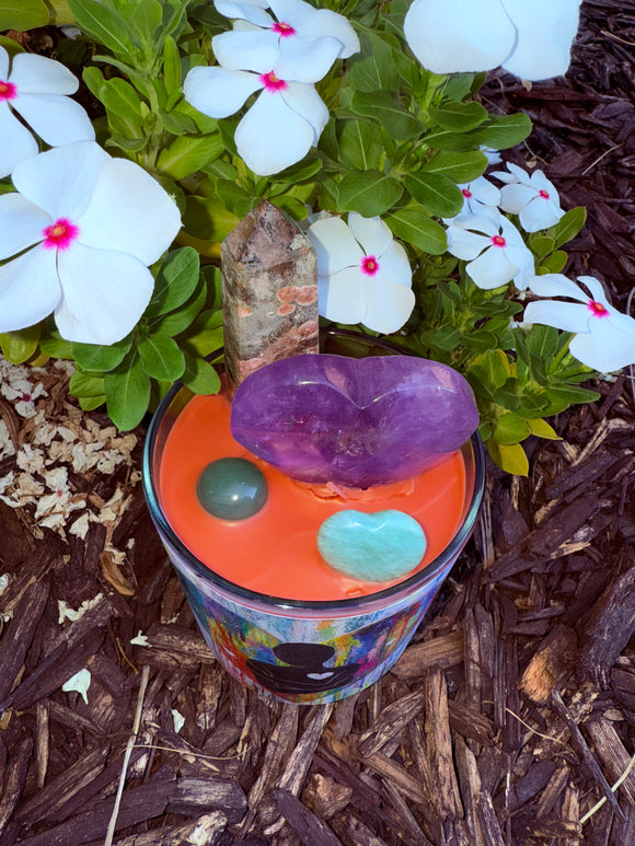 Inner Child Crystal Candle infused with Inner Child Essential Oils & Reiki Blessed by Queen Charged Under The New Moon In Aquarius & Lions Gate 8:8 Portal