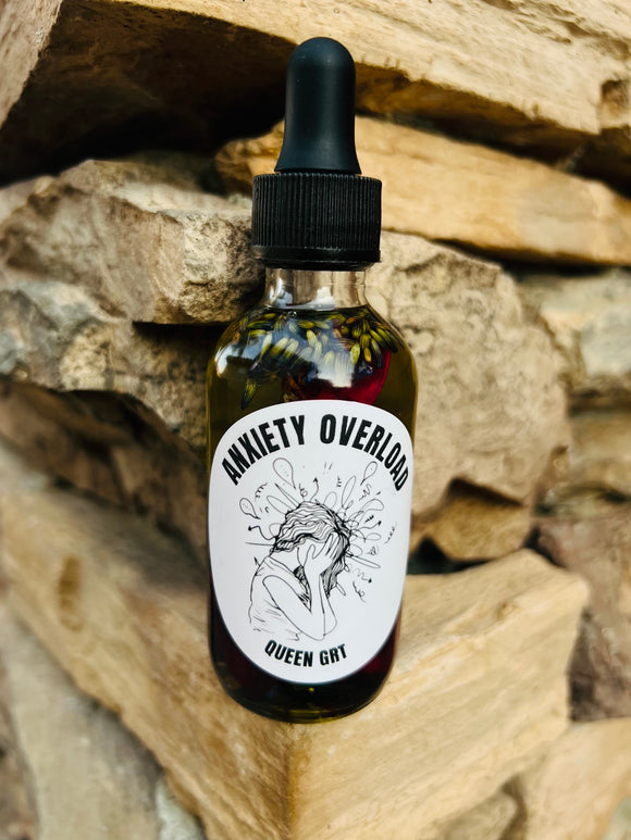 Anxiety OVERLOAD Oil infused with Black Onyx, Therapeutic Essential Oils, & Reiki blessed by Queen - Pick Your Size