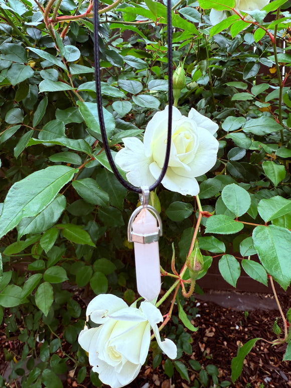 Rose Quartz Crystal Necklace Charged Under The 5/5 Portal