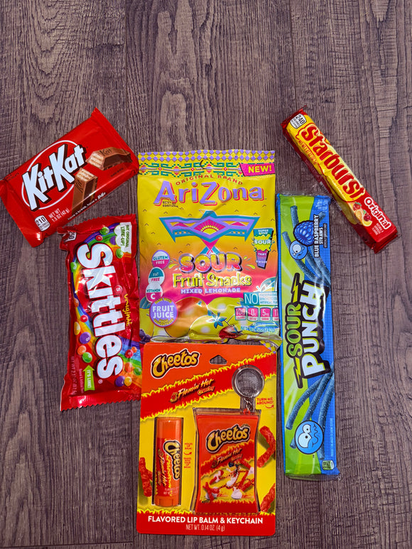 Cheetos Flamin' Hot Flavored Lip Balm & Keychain Holds The Lip Balm on the Back with Candy Bundle