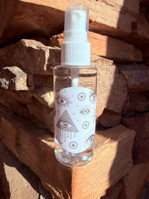 Gray Evil Eye Collection infused with Clear Quartz Crystals, Therapeutic Essential Oils, Moon Water & Reiki Blessed By Queen