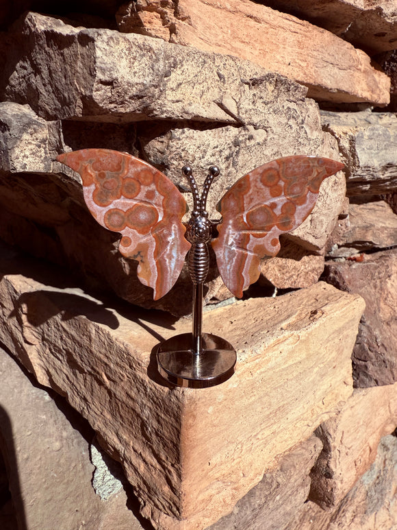 Rhodochrosite Crystal Butterfly Reiki Blessed by Queen