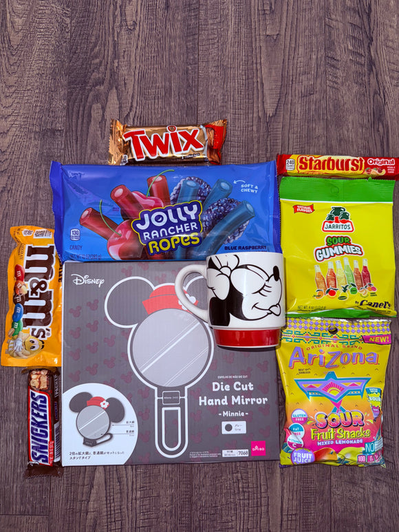 Minnie Mouse Mirror & Cup with Candy Bundle