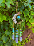 Clear Quartz & Agate Moon Suncatcher Reiki Blessed by Queen