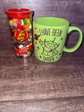 Pizza Planet Alien Mug "You Have Been Chosen" & Jelly Belly 49 Flavors Bundle