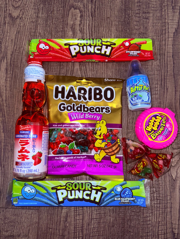 Ramune From Japan Strawberry Flavored Carbonated Drink & Candy Bundle