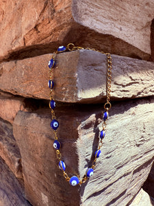 Blue Evil Eye Adjustable Bracelet Reiki Blessed by Queen