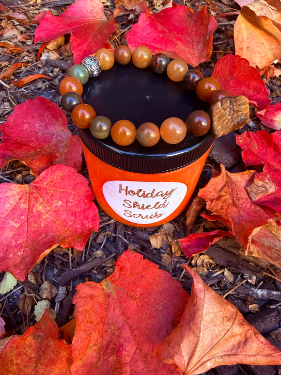 Holiday Shield Crystal Bracelet & Scrub Reiki Blessed by Queen