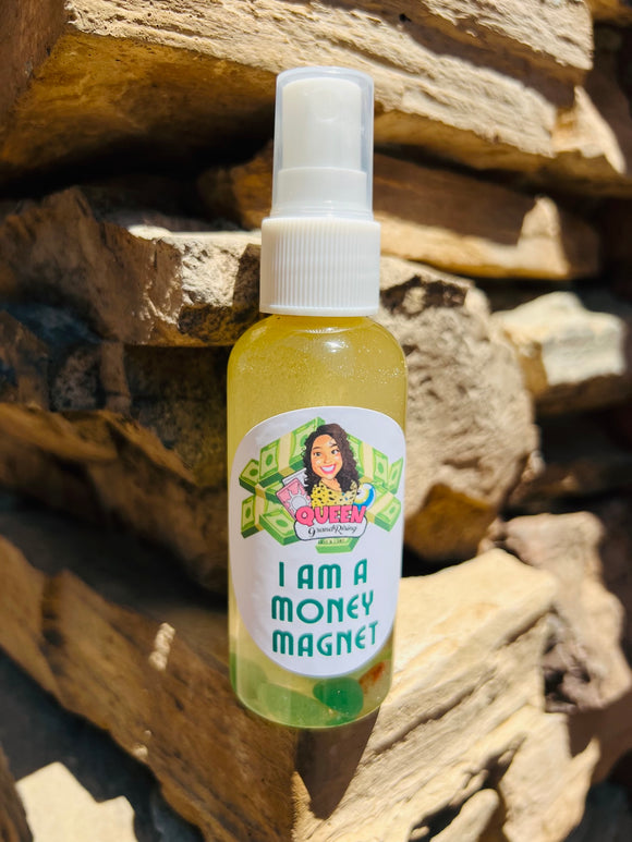 I am a Money Magnet Mist - On The Go! Mist infused with Green Aventurine, Therapeutic Essential Oils, Moon Water & Reiki Blessed by Queen