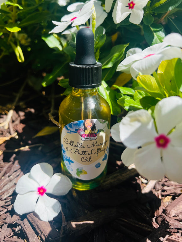 Cellulite Massage & Butt Lifting Oil infused with Blue Apatite crystals, Therapeutic Essential Oils & Reiki blessed by Queen