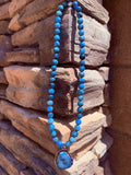 Third Eye Chakra, Throat Chakra & Weightloss Crystal Necklace #1 (Blue Apatite & Blue Agate) Reiki Blessed by Queen