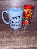 Winnie The Pooh "Can't Adult Today" Mug & Jelly Belly 49 Flavors Bundle