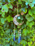 Amazonite & Blue Agate Moon Suncatcher Reiki Blessed by Queen