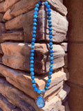 Third Eye Chakra, Throat Chakra & Weightloss Crystal Necklace #2 (Blue Apatite & Blue Agate) Reiki Blessed by Queen