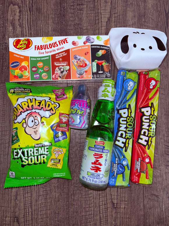 Pochacco Pouch, Ramune From Japan Melon Flavored Carbonated Drink & Candy Bundle