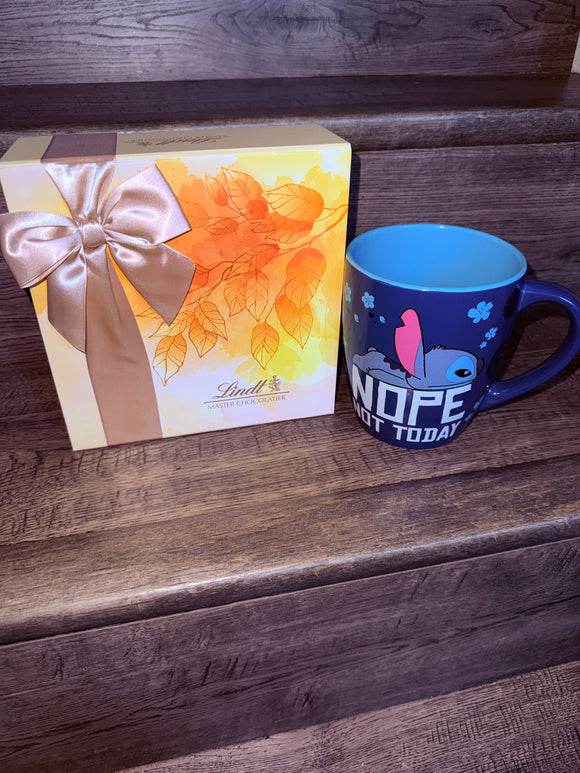 Stitch Jumbo Mug 25 oz. & Lindt Master Chocolatier Candy Box - Only 1 Available