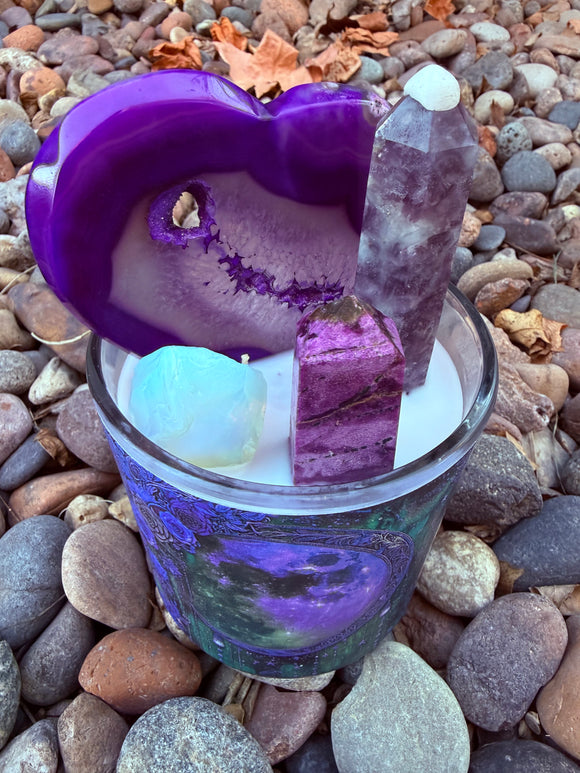Inner Peace Crystal Candle Reiki Blessed by Queen Under the Super Full Moon in Gemini on 12/04/25