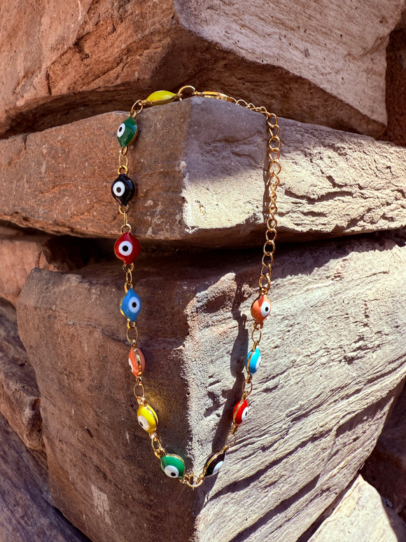 Multi-Color Evil Eye Adjustable Bracelet Reiki Blessed by Queen