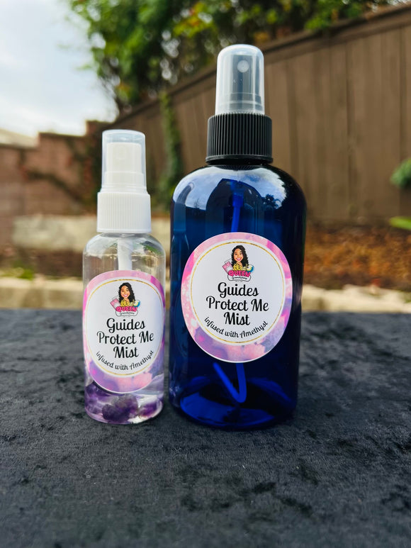 Guides Protect Me Mist infused with Amethyst Crystals, Therapeutic Essential Oils & Moon Water - Pick Your Size