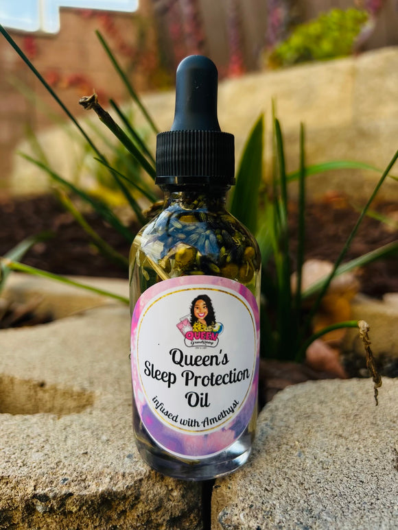 Queen's Sleep Protection Oil infused with Amethyst, Therapeutic Essential Oils & Reiki Blessed by Queen