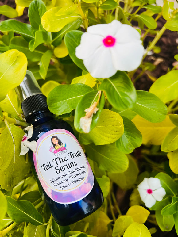 Tell The Truth Oil Mist (Glass Bottle) infused with Clear Quartz, Rosemary, Wormwood, Lotus Seed & Dianthus Leaf