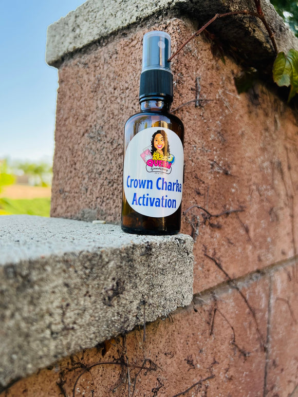 Crown Chakra Activation Oil Mist infused with Amethyst crystals, Therapeutic Essential Oils & Reiki blessed by Queen