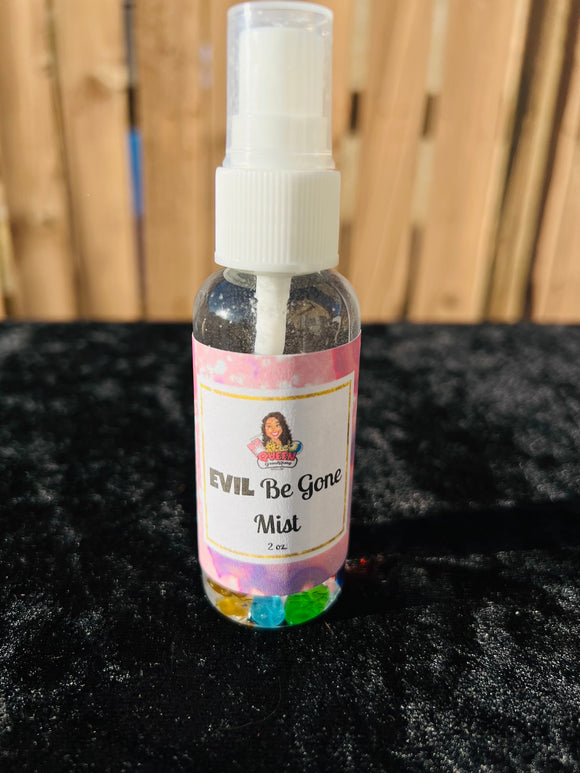 EVIL Be Gone Mist - On The Go! Infused with Rainbow Quartz crystals, Therapeutic Essential Oils, Moon water & Reiki blessed