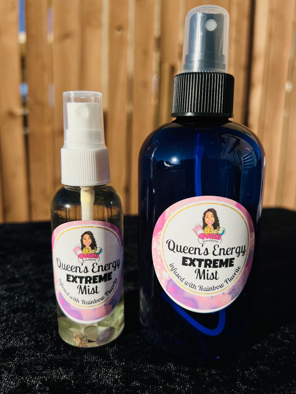 Queen’s Energy EXTREME Mist infused with Rainbow Fluorite, Therapeutic Essential Oils, Moon Water & Reiki blessed - Pick Your Size