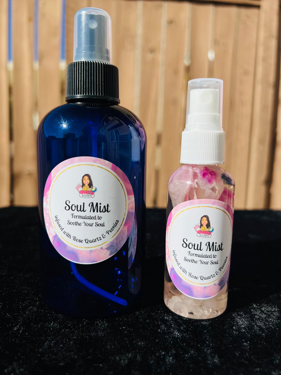 Soul Mist 2.0 Mist infused with Rose Quartz, Peonies, Therapeutic Essential Oils, Moon Water & Reiki blessed - Pick your size