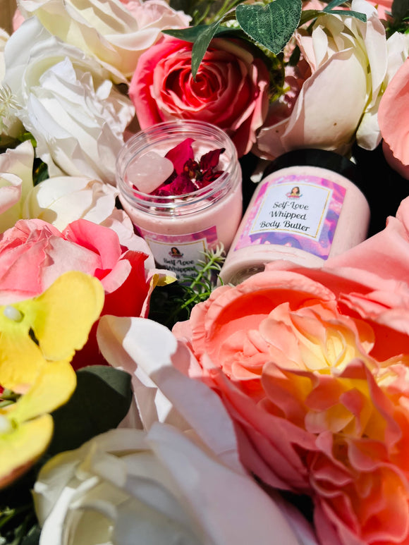 Self-Love Whipped Body Butter, Rose Quartz, Rose Petals & Reiki blessed by Queen